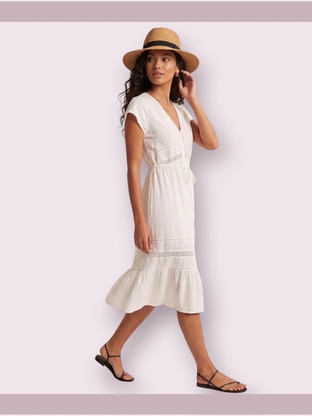 Rails White Linen Lace Kiki Dress